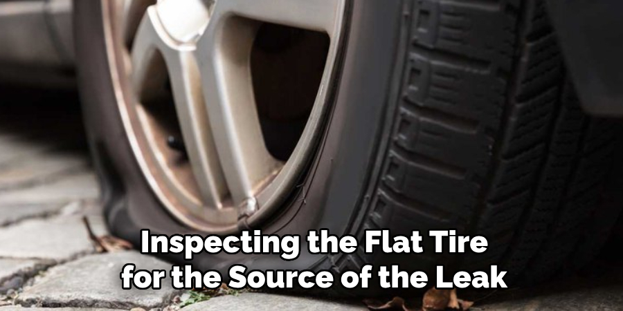 Inspecting the Flat Tire for the Source of the Leak